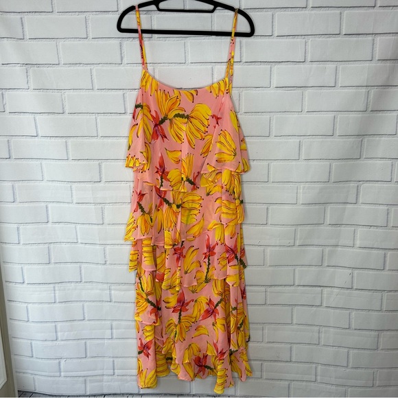 Farm Banana Taste Sleeveless tiered midi dress size XL - Picture 2 of 8